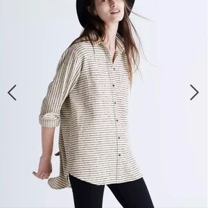 Madewell Flannel Oversized Ex-Boyfriend Shirt – Mick Stripe – XS